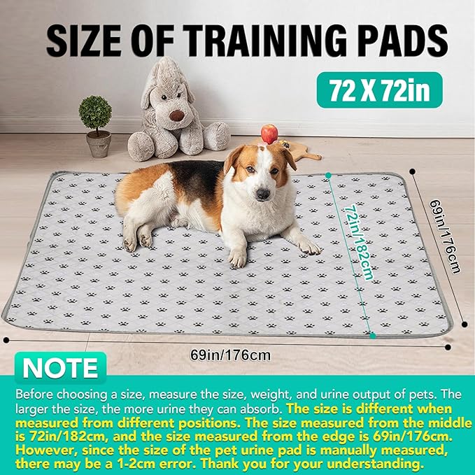 2 Pack Extra Large 72"X72" Washable Pee Pads for Dogs Super Absorbent Dog Training Pads Non-Slip Waterproof Pet Training Pads Mats Whelping Pads for Dogs Cats Puppy-PawvioPets