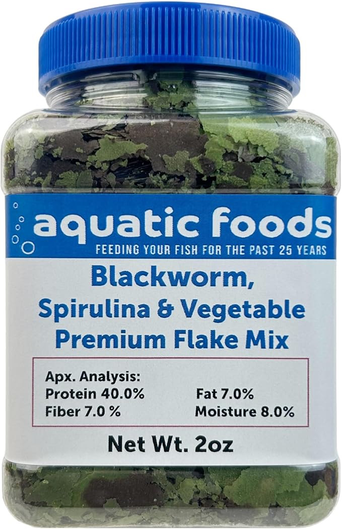 Aquatic Foods Inc. California Blackworm, Spirulina, Vegetable Premium Flakes for Discus, Cichlids All Community Tropical Fish Also Pellet Mix, Wafer Mix Included…2oz-PawvioPets