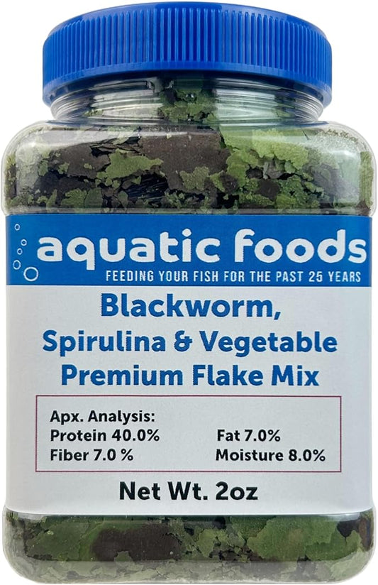 Aquatic Foods Inc. California Blackworm, Spirulina, Vegetable Premium Flakes for Discus, Cichlids All Community Tropical Fish Also Pellet Mix, Wafer Mix Included…2oz-PawvioPets