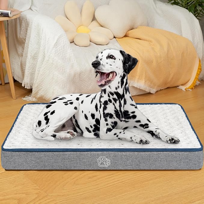 EMPSIGN Reversible Cool and Warm Dog Bed for Crate Pad, Pet Beds with Washable and Removable Cover, Dogs Crate Beds Sleeping Mats, Beds for Dog Crate for Large Medium Small Dogs, Grey-PawvioPets