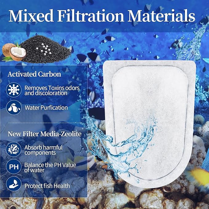 10 Pack EX Filter Cartridges Aquariums, Compatible with Whisper EX30/EX45/EX70 Filters,Large Carbon Filter Cartridges-PawvioPets