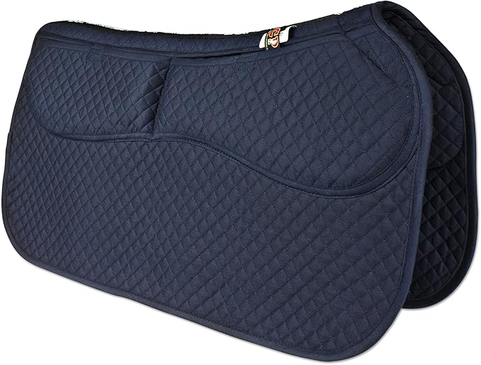 ECP Equine Comfort Products Thermoregulating Western Saddle Pad, Machine Washable Contoured Fit, Water Absorbing, Therapeutic, Shock Absorbing with Adjustable Memory Foam Shims-PawvioPets
