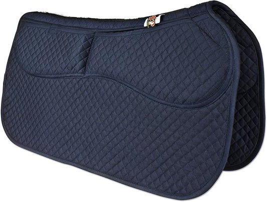 ECP Equine Comfort Products Thermoregulating Western Saddle Pad, Machine Washable Contoured Fit, Water Absorbing, Therapeutic, Shock Absorbing with Adjustable Memory Foam Shims-PawvioPets