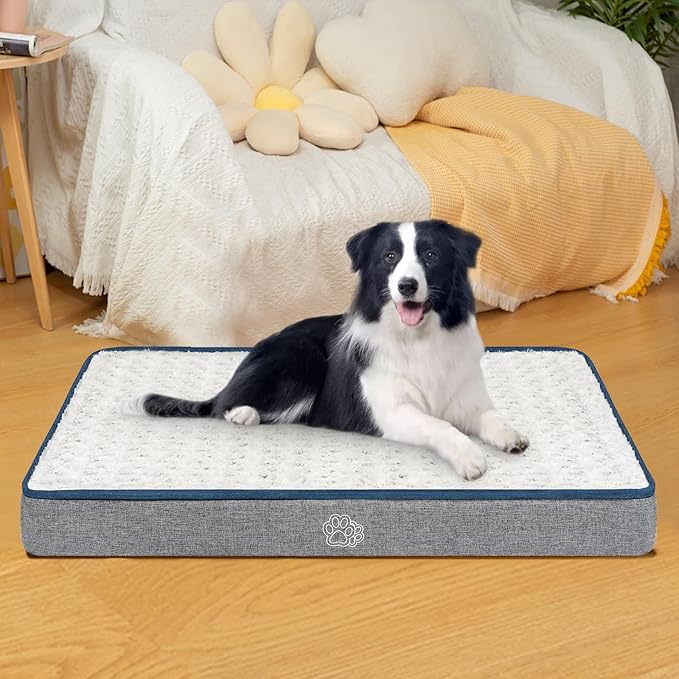 EMPSIGN Reversible Cool and Warm Dog Bed for Crate Pad, Pet Beds with Washable and Removable Cover, Dog Crate Beds Sleeping Mats, Beds for Dogs Crate for Large Medium Small Dogs, Grey-PawvioPets