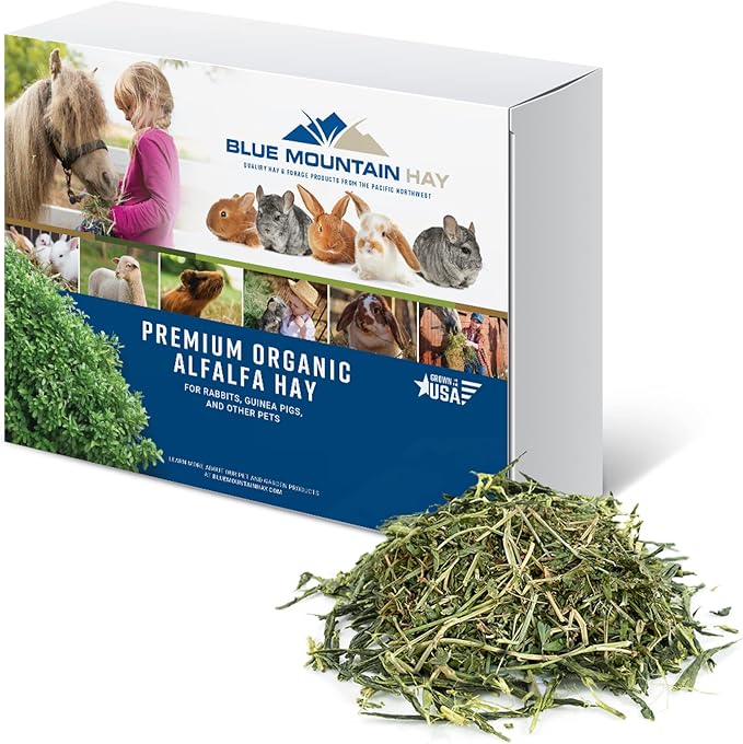 Blue Mountain Hay High-Altitude Hay - Organic Alfalfa, 10lb - High Protein, Fiber & Mineral-Rich - Soft, Leafy, High Leaf Retention - Ideal for Goats, Rabbits, Guinea Pigs & Other Small Animals-PawvioPets