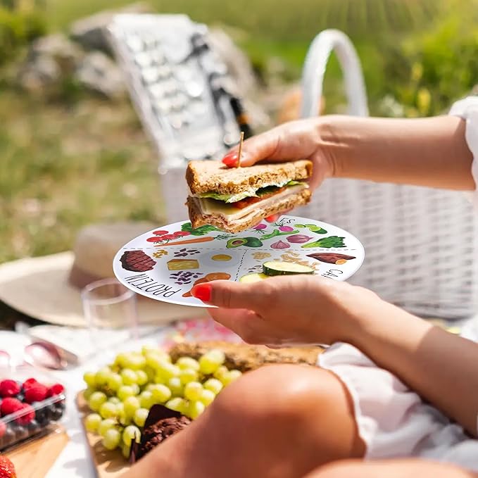 9" Portion Control Plate - Healthy Nutrition Plate for Adults and Teens, Melamine, Ideal for Weight Loss and Diabetes Management (4 Pack)-PawvioPets