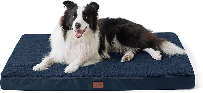 Bedsure XL Dog Bed for Crate - Large Orthopedic Flat Pet Beds with Removable Washable Cover, Egg Crate Foam Crate Mat, Suitable for Pet Up to 90 lbs-PawvioPets