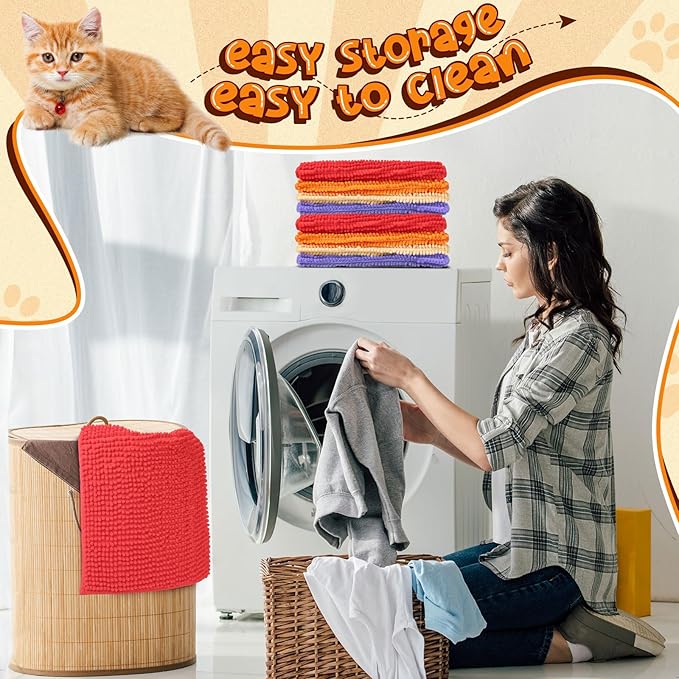 Barydat 8 Pcs Guinea Pig Cage Liner for Guinea Pig Cage Bedding Reusable Rabbit Mat Pad Washable Training Pad Animal Sleeping Bedding Mat(24x16'',Beige, Brown, Red, Orange)-PawvioPets