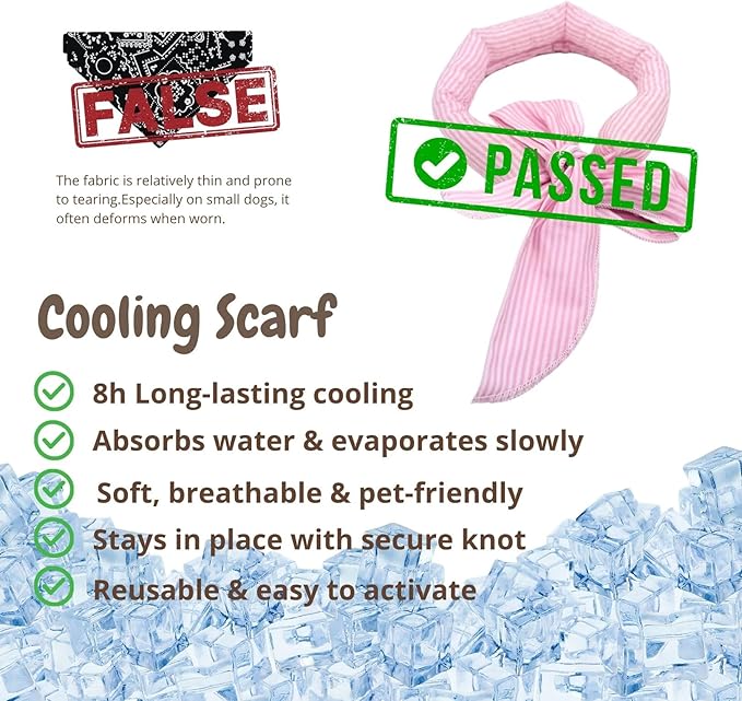 4pcs Cooling Scarf for Pets,Summer Cooling Scarves Keep Cats and Dogs Cool, Reused,Rrecycled,Suitable for Dogs (4pcs-Pink Stripe)-PawvioPets