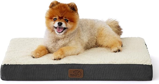 Bedsure Dog Bed for Small Dogs - Orthopedic Flat Puppy Beds with Removable Washable Cover, Egg Crate Foam Pet Mat, Suitable for Pet Up to 20 lbs-PawvioPets