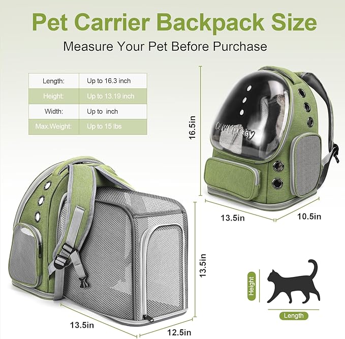 Expandable Cat Backpack,Cat Bubble Backpack Carrier for Carrying Cats, Pets and Small Dogs,Airline-Approved,Designed for Travel, Hiking, Walking,Car-PawvioPets
