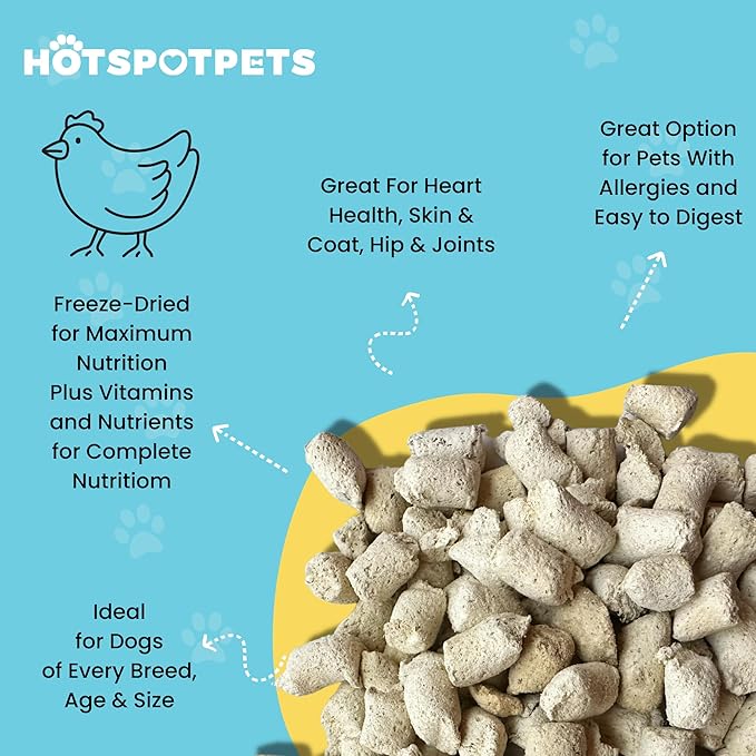 Freeze Dried Raw Chicken Meal Toppers for Dogs - Single Protein,All Natural, Grain-Free- Perfect for Training, Topper or Snack - Made in USA - (Chicken Meal Toppers) 1LB Bag (500+ pcs)-PawvioPets
