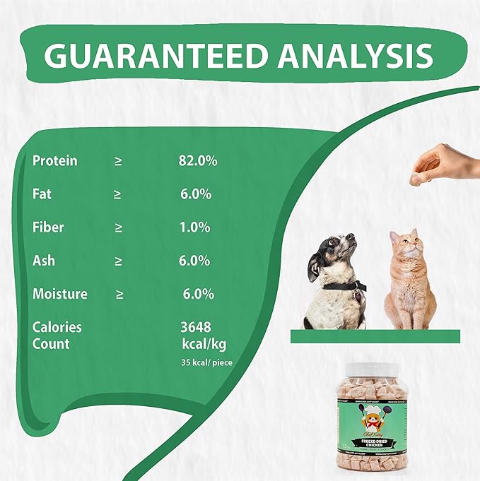 Freeze-Dried Chicken Treats for Cats & Dogs – 100% Human Grade, Single Ingredient, High-Protein, Healthy Snack – No Additives or Preservatives – 3.5oz - Inspected & Tested in USA-PawvioPets