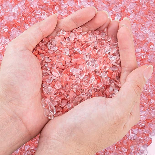 3 Lb Watermelon Tourmaline Quartz Crystal Chips Bulk, 5-7mm Natural Tumbled Crushed Stones Red Healing Crystal Chips Bulk Gemstones for Vase Fillers, Aquarium and Home Decoration-PawvioPets