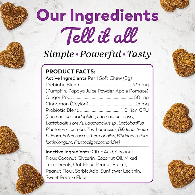 Dr. Harvey's Digestive Probiotic Soft Chews for Dogs, 7 Probiotics for Gut Health, Diarrhea and Bowel Support, Peanut Butter Flavor (90 Chews)-PawvioPets