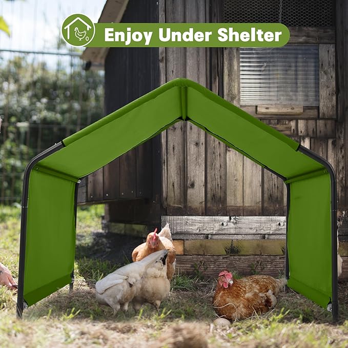 Dog Shade Shelter Outdoor 4'x4'x3' Tent for Large Medium Dogs, Outside Sun Rain Canopy Pet House for Livestock Pigs Cats with Waterproof Roof Ground Nails,Deep Green-PawvioPets