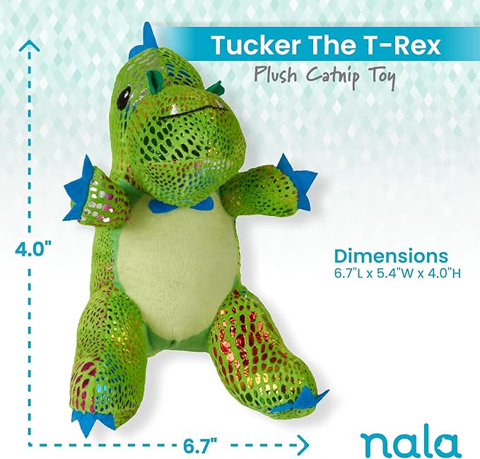 Caitec Presents Nala Cat Tucker The T-Rex Dino - Catnip Toy - Interactive Cat Toy - Chew Toy - Pillow Toy, 2 Pack-PawvioPets