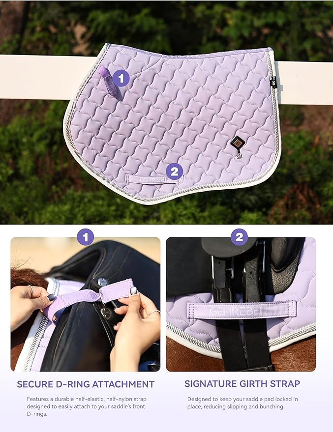 Close Contact Non-Slip Design Horse Riding Pad Moisture-Wicking Shock Absorbing English Saddle Pad for Horses-PawvioPets