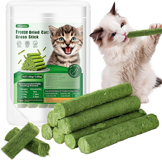 30g Cat Grass Sticks, Delicious Cat Grass Teething Stick Edible Cats Chew Toy Cat Treats Snack for Teeth Cleaning and Hairball Removal-PawvioPets