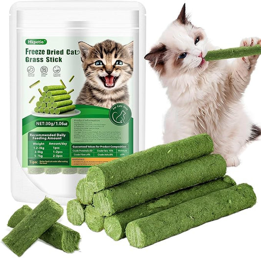 30g Cat Grass Sticks, Delicious Cat Grass Teething Stick Edible Cats Chew Toy Cat Treats Snack for Teeth Cleaning and Hairball Removal-PawvioPets