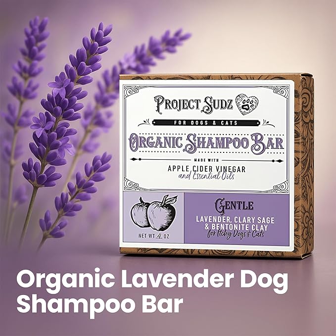 Gentle All Natural Dog Shampoo for Dry Coat for Sensitive Skin | Bar Shampoo for Dogs | Organic Dog Shampoo Sensitive Skin | Lavender (2)-PawvioPets