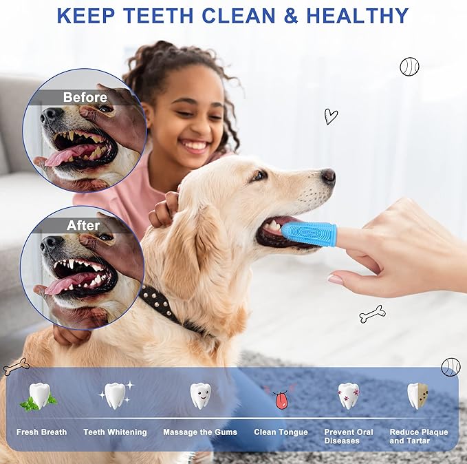 Dog Tooth Brushing Kit Dog Toothbrush 4 Pack Dogs Finger Toothbrush for Dogs Teeth Cleaning & Dental Care,Dogss Tooth Brush Puppy Tooth Brushing-PawvioPets