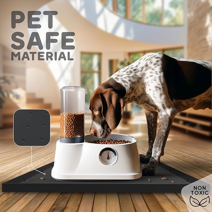 32x24x1” XL Dog Food Mat - All Purpose Under Sink Liner, Washer and Dryer Covers for The Top, Silicone Griddle Mat for Blackstone - Raised Edges Dog Mat for Food and Water Prevent Spill, Waterproof-PawvioPets