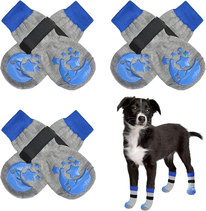 BEAUTYZOO Anti-Slip Dog Socks,Dog Shoes for Hot/Cold Pavement,Paw Protectors with Grips 3 Pairs for Puppy Small Medium Large Senior Old Dogs,Dog Socks to Prevent Licking and Hardwood Floor Protection-PawvioPets