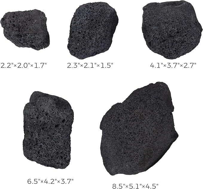 2-8 Inches Large Natural Black Lava Rock 5 PCS Aquarium Rocks for Aquascaping, Aquarium Landscaping, Terrariums, Fish Tank Decoration, Vivariums, Paludarium, Reptile and Amphibian Enclosures-PawvioPets