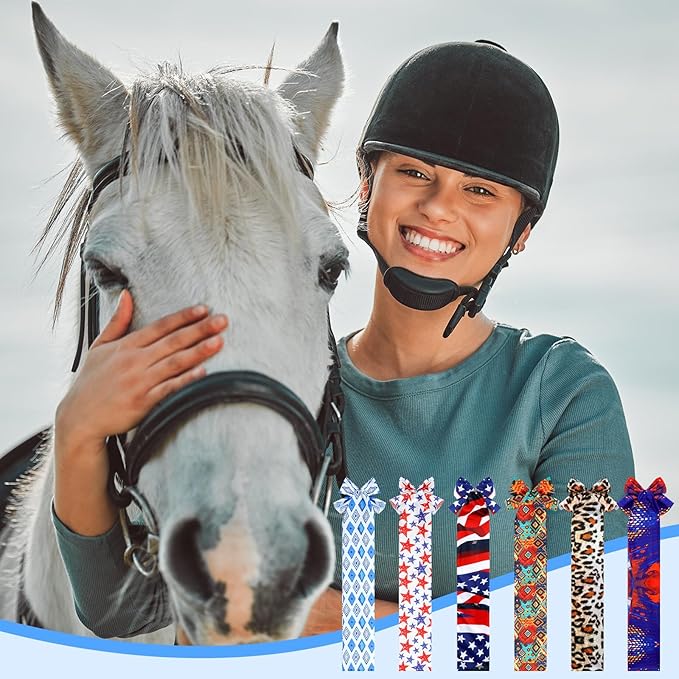 6 Pcs Horse Tail Bag Breathable Guard 22" Slip on Horse Care Tail Wrap 2 Strand Closure Straps Grooming Supplies to Keep from Dirt Breakage Rubbing 6 Designs(Aesthetic Style)-PawvioPets