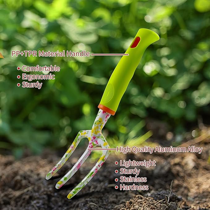 Gardening Tools – 42 Piece Premium Gardening Tool Set,Heavy Duty Hand Tools with Fashion Garden Tools Organizer Handbag,Rust-Proof Gardening Tool Kit, Ideal Gardening Gifts for Women(Pink Floral)-PawvioPets