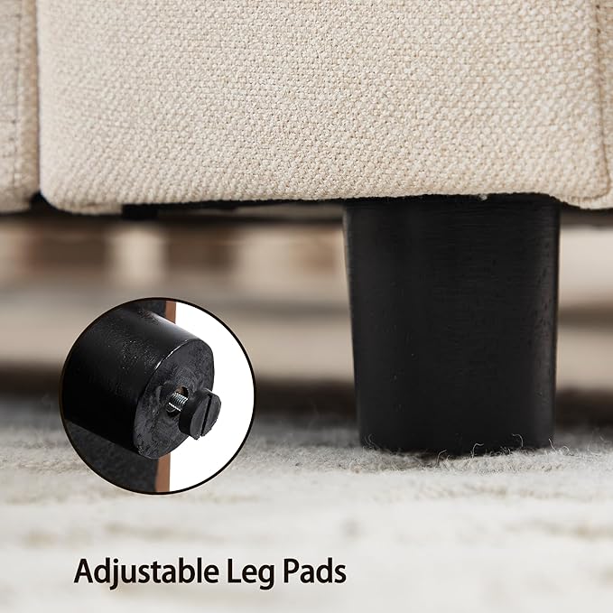 Beige Storage Bench for Entryway, 55" Bedroom Ottoman with Storage Large Linen Fabric Upholstered End of Bench with Lip for Living Room/Bedroom/Lounge/Shop, Beige-PawvioPets