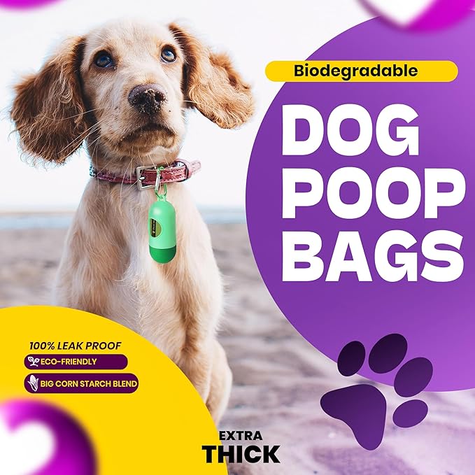 Dog Poop Bags-150 Counts with Holder (10 Rolls), Biodegradable Poop Bags, Eco-friendly and Easy to Open, Thick Dog Waste Bags (Green)-PawvioPets