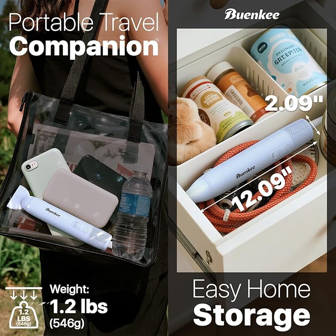 Dog Blow Dryer for Pet Grooming Handheld Lightweight Dog Cat Hair Dryer 3 Speeds 4 Temp, Portable 3HP High Velocity Pet Blower Quiet Dryer for Travel Campaign Home, with 3 Nozzles, Blue-PawvioPets