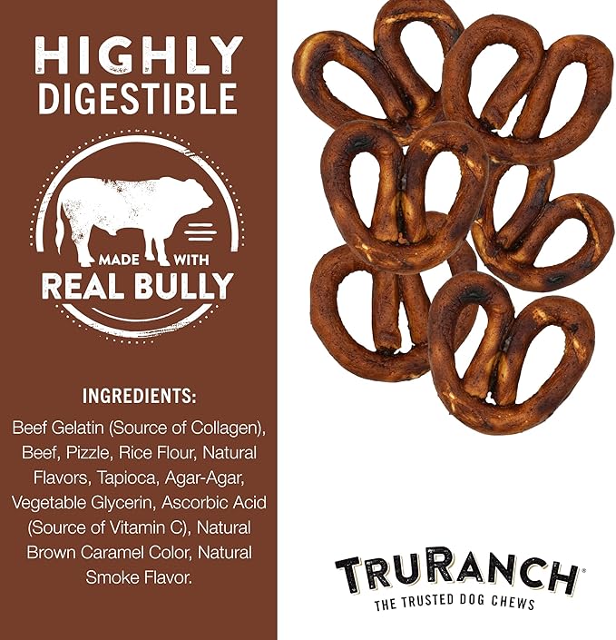 Collagen Pretzels, Bully - Collagen Dog Treats - Dog Pretzel Treats - Long Lasting Healthy Joint Support - Rawhide Alternative - Skin & Coat Health, Value Pack, 3 Bags, 24 Count-PawvioPets