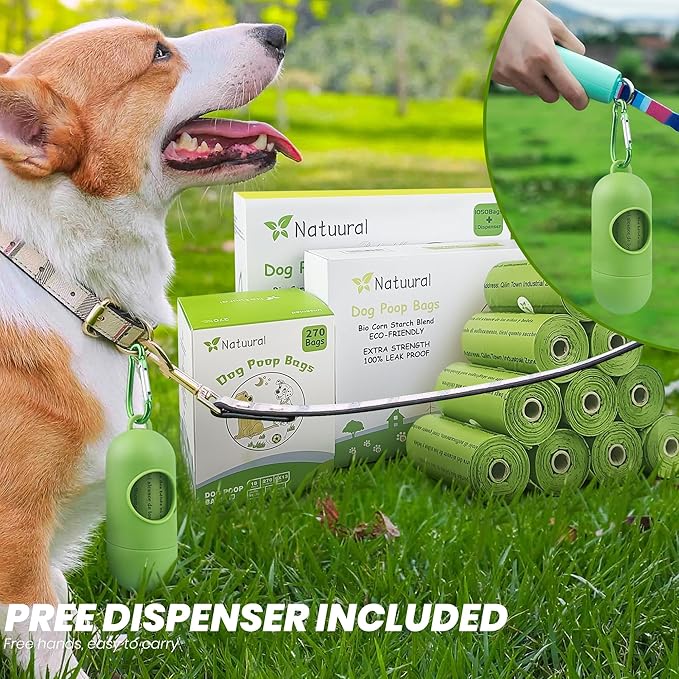 Dog Poop Bags Rolls-600 Counts, 40Rolls, Biodegradable Poop Bags Made of Cornstarch, 100% Leak Proof and Easy to Open (Green)-PawvioPets