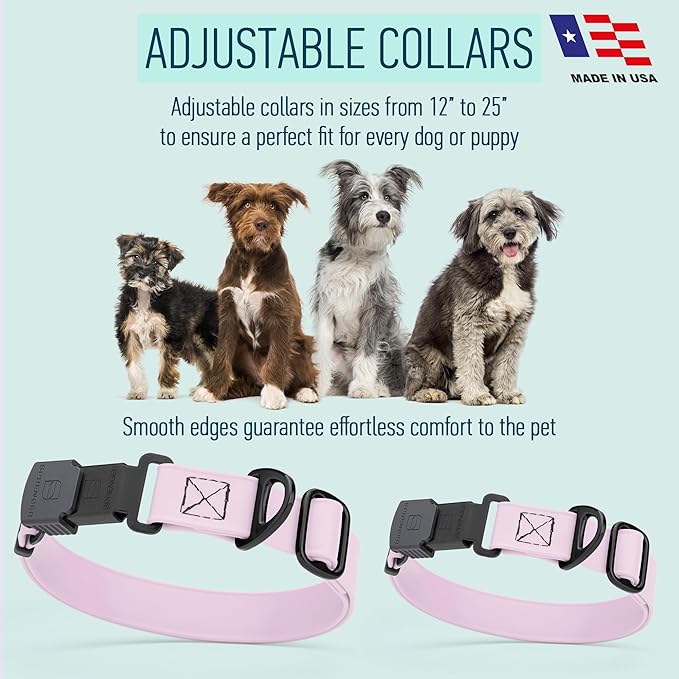 Dogline Biothane Waterproof Dog Collar with Herm Sprenger Stainless Steel Quick Release Buckle – Heavy Duty Tactical Durable Collar for Dogs – Comfortable and Safe Pet Collar, W 3/4" L 12-19", Pastel-PawvioPets