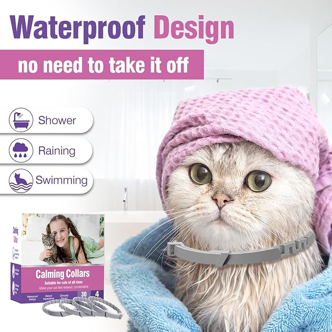 Calming Collar for Cats 4 Pack - Adjustable Soother - Anxiety Relief - Stress Pheromone Collar - Comfort Cat Calm Collars - Lasts 30 Days-PawvioPets