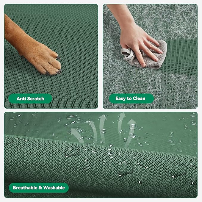 Elevated Dog Bed Raised Outdoor Dog Cot for Extra Large Dogs, Installation Requires No Tools, Frame with Washable Cooling Breathable Mesh Anti-Slip Feet, Indoor Pet Bed, Green, 48.8 Inches-PawvioPets