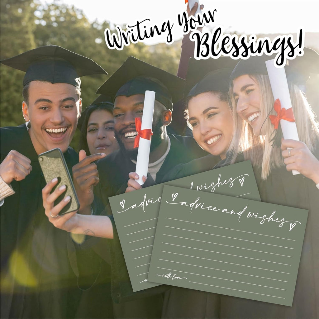 30 Advice & Wishes Cards - Olive Green - Double Sided Fill-In Advice Cards For Bridal, Wedding, Graduate Party, Mr & Mrs, Retirement, Baby Shower, Party Favor & Supplies - B03