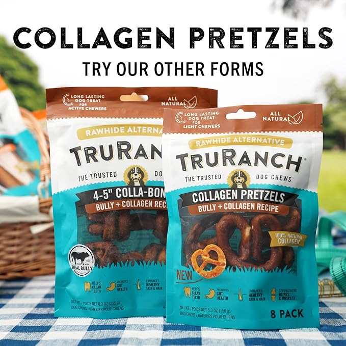 Collagen Pretzels, Bully - Collagen Dog Treats - Dog Pretzel Treats - Long Lasting Healthy Joint Support - Rawhide Alternative - Skin & Coat Health, Value Pack, 3 Bags, 24 Count-PawvioPets