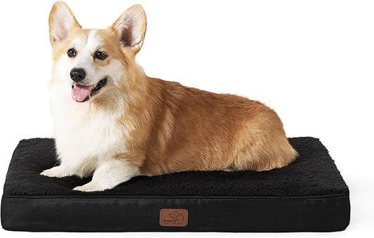 Bedsure Large Dog Bed for Crate - Orthopedic Flat Pet Beds with Removable Washable Cover, Egg Crate Foam Crate Mat, Suitable for Pet Up to 50 lbs-PawvioPets