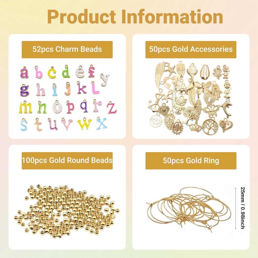 50 Sets Wine Glass Charms, Wine Charms for Stem Glasses, DIY Reusable Drink Markers for Weddings & Bachelorette with Alphabet Beads