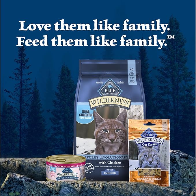 Blue Buffalo Wilderness Wild Delights Meaty Morsels Natural Wet Cat Food, Chicken & Salmon in Tasty Gravy, 3-oz. Cans, 24-Pack-PawvioPets