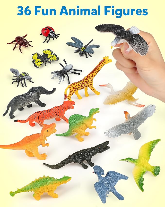 Coogam Sorting Toys for Toddles, Animals Figures Dinosaurs Birds Insects Cognition Matching Game Playset, Fine Motor Learning Activities Educational Toy Gift for 3 4 5 Year Old Kid-PawvioPets