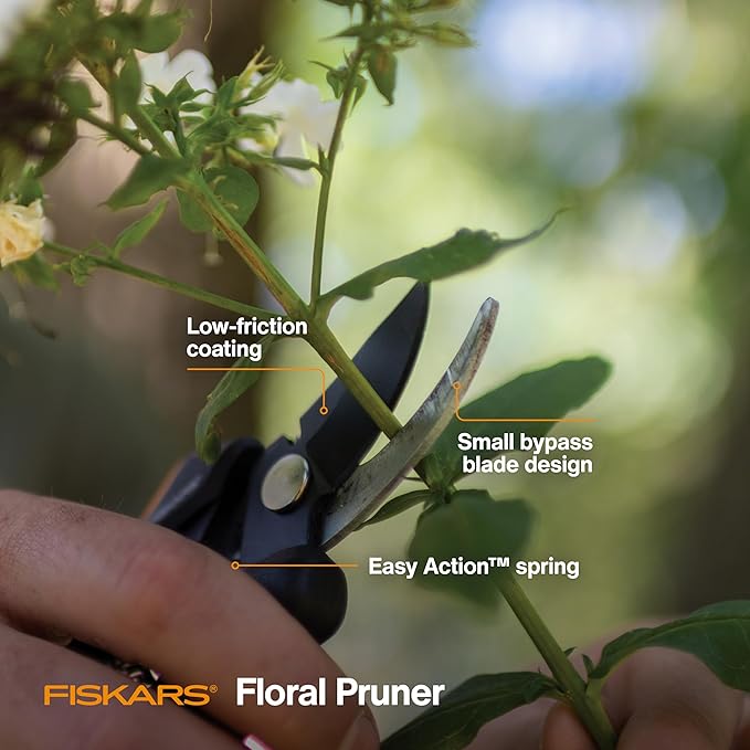 Fiskars Floral Pruning Shears - Plant Cutting Scissors/Garden Clippers For Deadheading and Working with Flowers - Black/Orange-PawvioPets