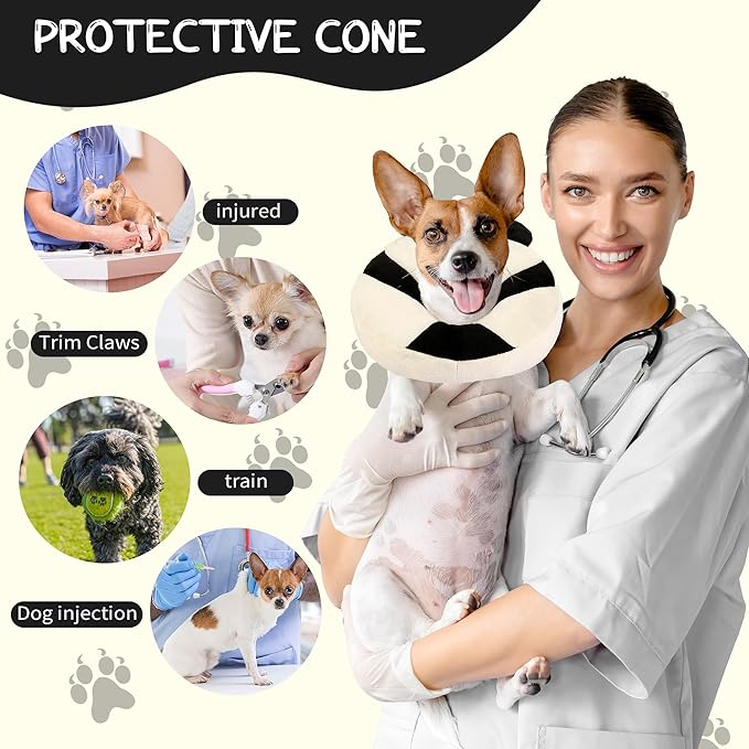 Adjustable Cat Collar Soft to Stop Licking After Surgery for Kitten, Alternative to Cone of Shame, Donut Cone for Cats, Pet Elizabethan Collar (Panda, Medium)-PawvioPets