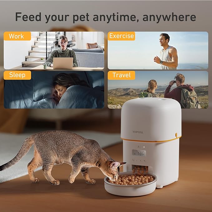 Automatic Cat Feeders - 2L Cat Food Dispenser Easy to Use, Timed Automatic Pet Feeder with Over 180-day Battery Life, 1-6 Meals Dry Food Programmable Portion Control Also for Dogs-PawvioPets
