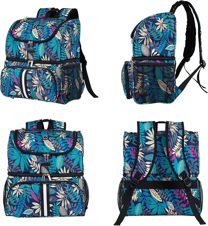 BAGLHER Pet Travel Bag, Double-Layer Pet Supplies Backpack (for All Pet Travel Supplies), Pet Travel Backpack with 2 Silicone Collapsible Bowls and 2 Food Baskets Hawaii-PawvioPets