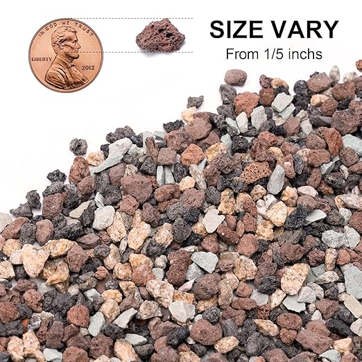 5lbs Small Rocks for Terrarium, Planters Drainage, 1/5 Inch Lava Rock for Bonsai Tree, Decorative Gravel for Succulents, Bamboo, Cactus, Mixed Color-PawvioPets